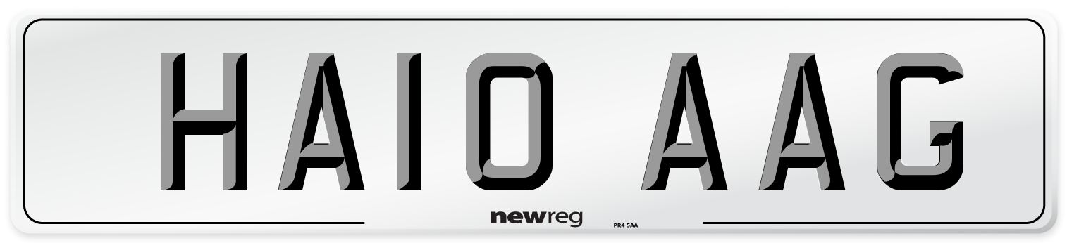 HA10 AAG Number Plate from New Reg